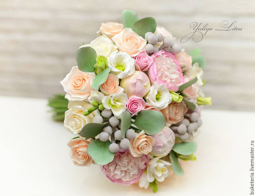 Букет невесты круглый цветы из полимерной глины фото — 37 идей 2021 года на невеста.info