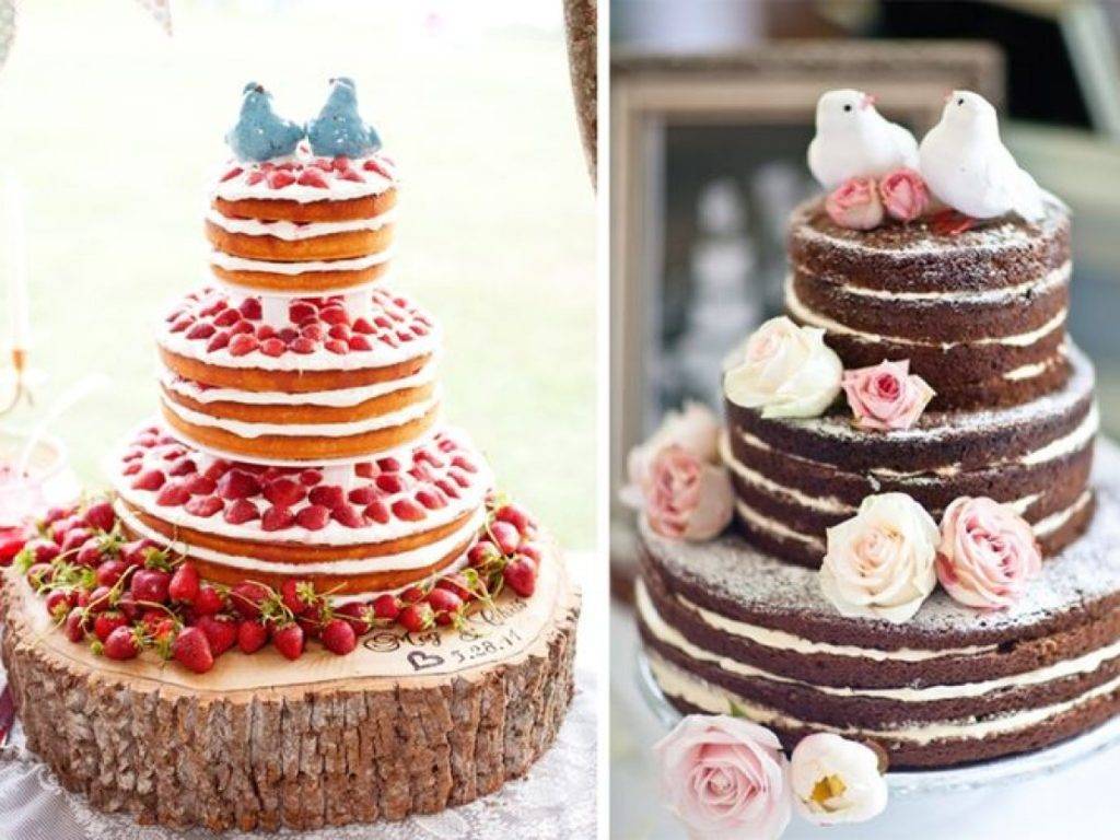 Открытые свадебные торты – величественная простота