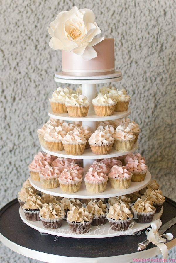 Как выглядит торт из капкейков на свадьбу, плюсы и минусы