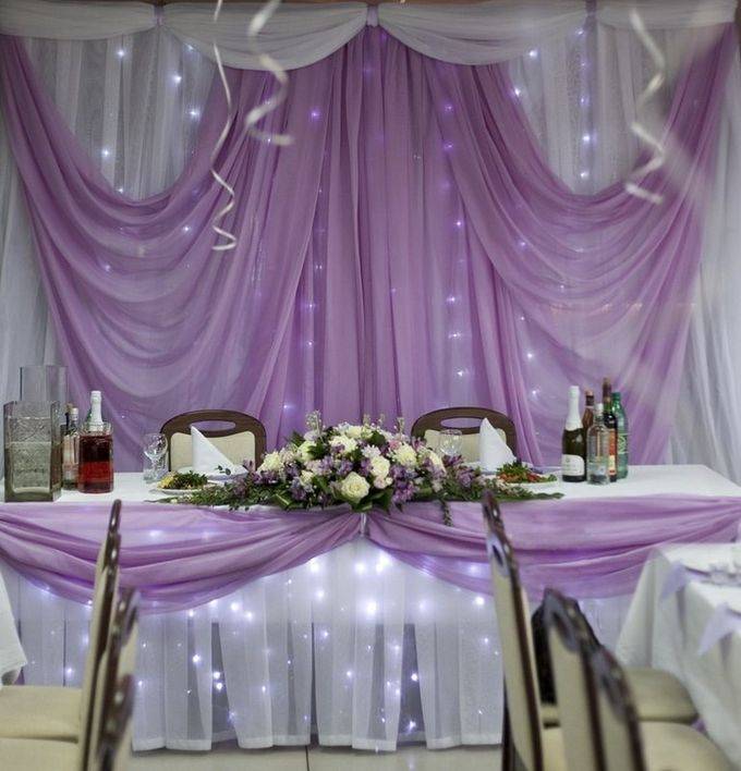Как оформить свадебный зал в сиреневом цвете: декор и аксессуары