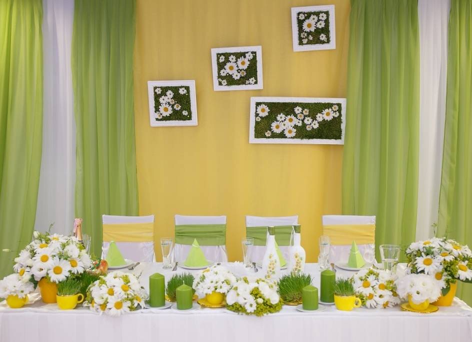 Свадьба в ромашковом стиле: декор помещения, торта и пригласительных