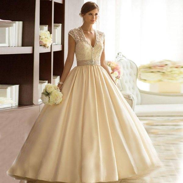 ᐉ бежевые свадебные платья, фото платья невесты бежевого цвета