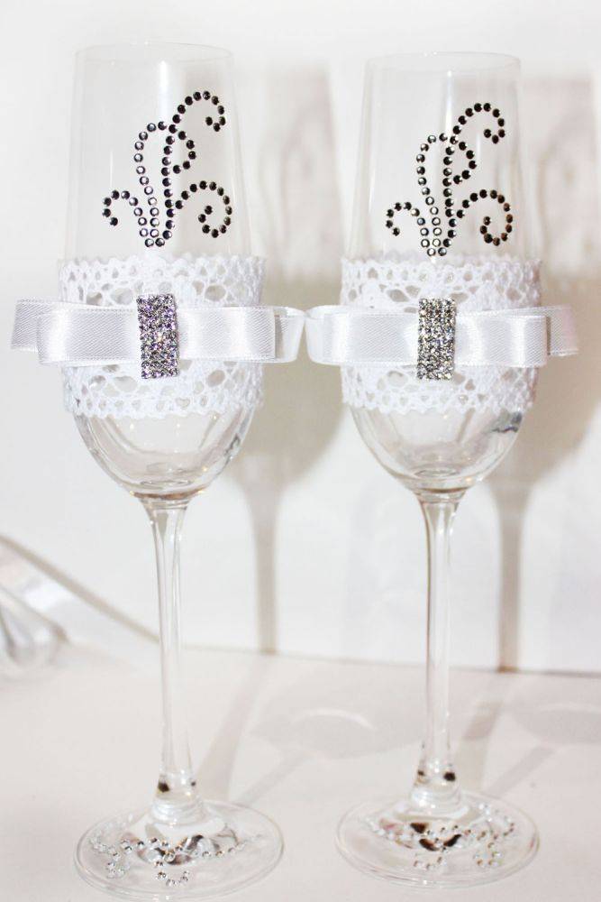 Как украсить бокалы на свадьбу, топ-10 трендов в оформлении свадебных бокалов