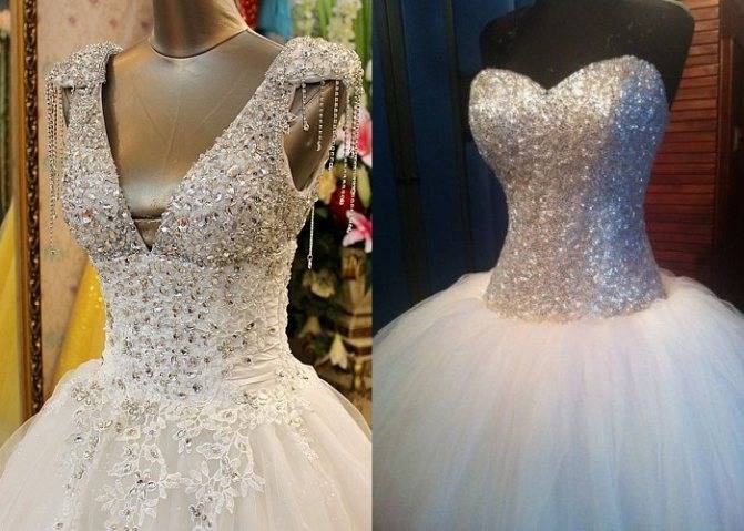 Свадебное платье со стразами: фасоны, типы отделки, фото