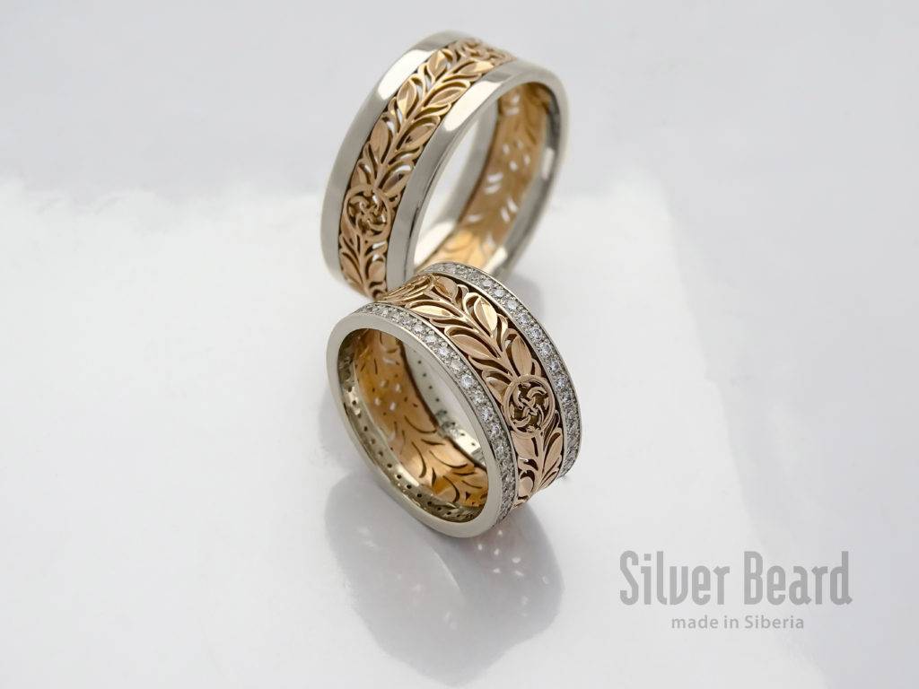 Славянские обручальные кольца из серебра и золота