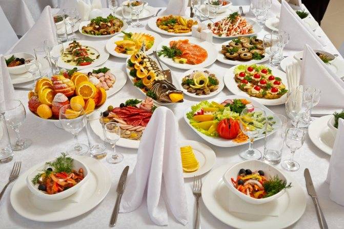 Свадебное меню на 60 человек в ресторане - стол для банкета и примерные рецепты