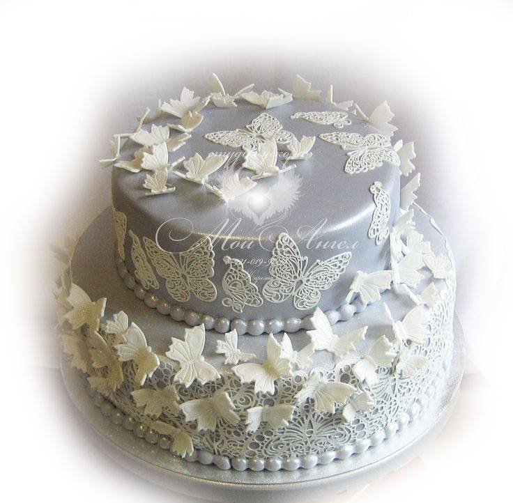 Торт на серебряную свадьбу - идеи оформления с фото