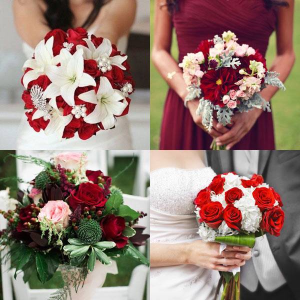 Свадебный букет невесты в красном цвете – фото
