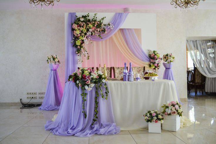 Украшение зала на свадьбу сиреневую. фиолетовая свадьба. тонкости оформления