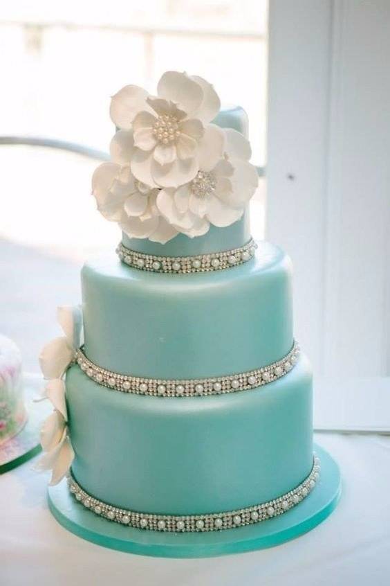 Торт свадебный бирюзовый фото