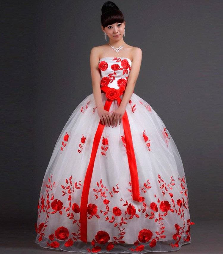 Красное свадебное платье, варианты оттенков и правила подбора аксессуаров