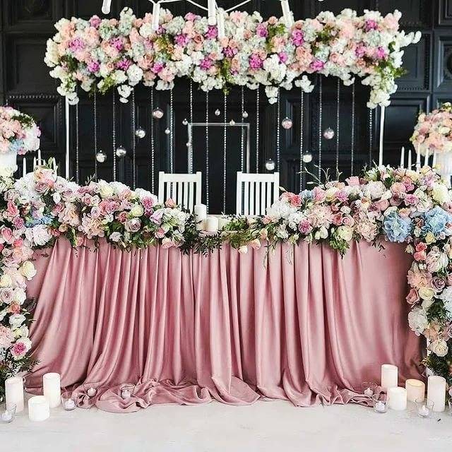 Нежная розовая свадьба: оформление зала и украшение других элементов