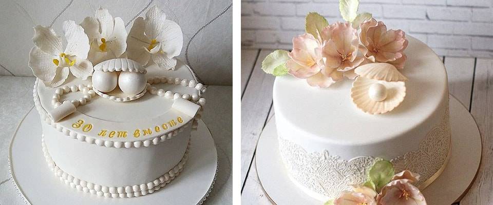 Торт на жемчужную свадьбу: выбор дизайна, вкуса и размера