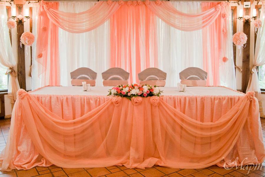 Свадьба в персиковом цвете: идеи для оформления и декора, наряды, букет