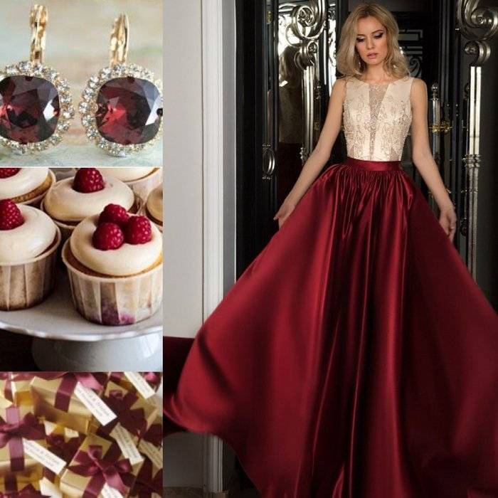 ᐉ красивое платье на свадьбу - бордовое, цвета марсала - svadebniy-mir.su