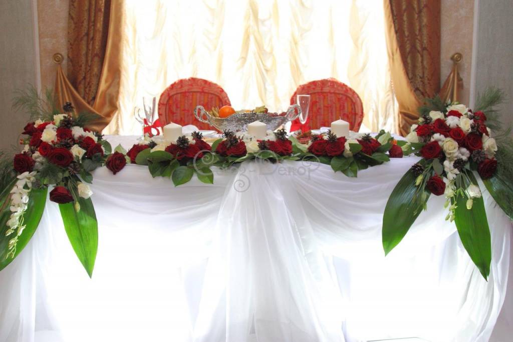 Оформление свадебного зала живыми цветами ? в [2019] — фото украшений