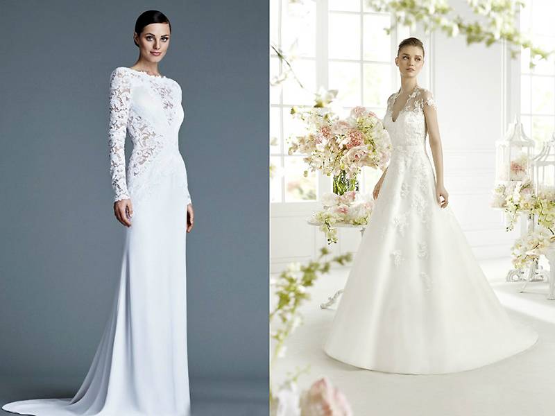Прямые свадебные платья 2021: с кружевом, длинными рукавами, фасоны в пол и короткие + фото