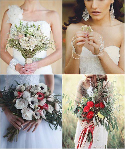 Зимний свадебный букет невесты: выбор цветов, декор, фото