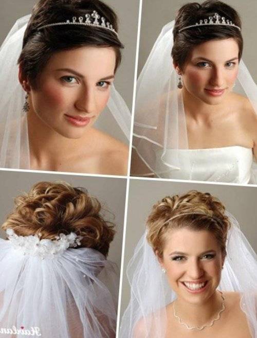 Свадебные прически с фатой на короткие волосы