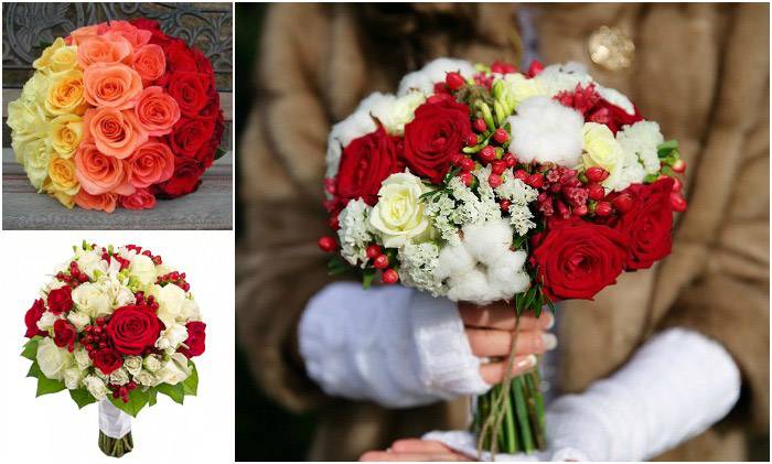 Свадебный букет невесты из красных роз – фото