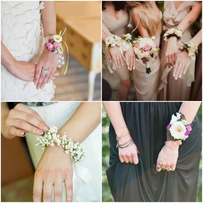 Бутоньерки на руку для подружек невесты