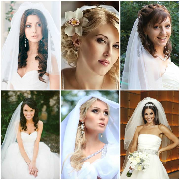 Свадебные прически с фатой на средние волосы 21 фото