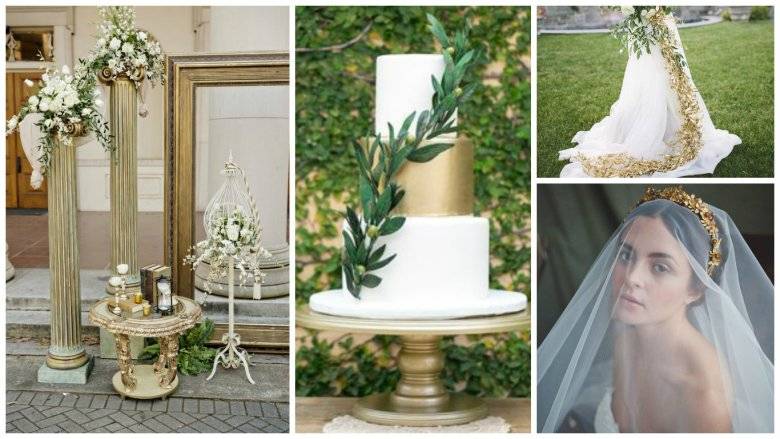 Красивая и изысканная свадьба в греческом стиле – оформление зала и украшение других элементов