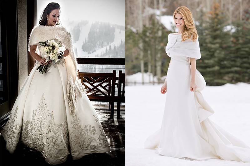 Свадебные зимние платья для невесты - фото