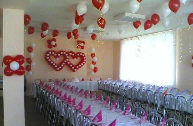 Оформление свадебного зала шарами