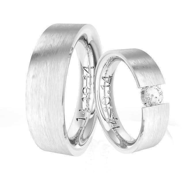 Обручальные кольца из белого золота парные, свадебные и помолвочные кольца из белого золота с бриллиантом