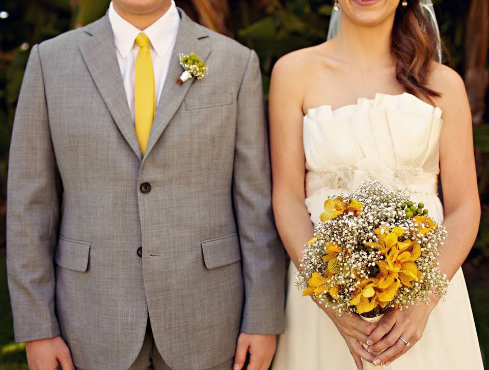 Лимонное свадебное платье