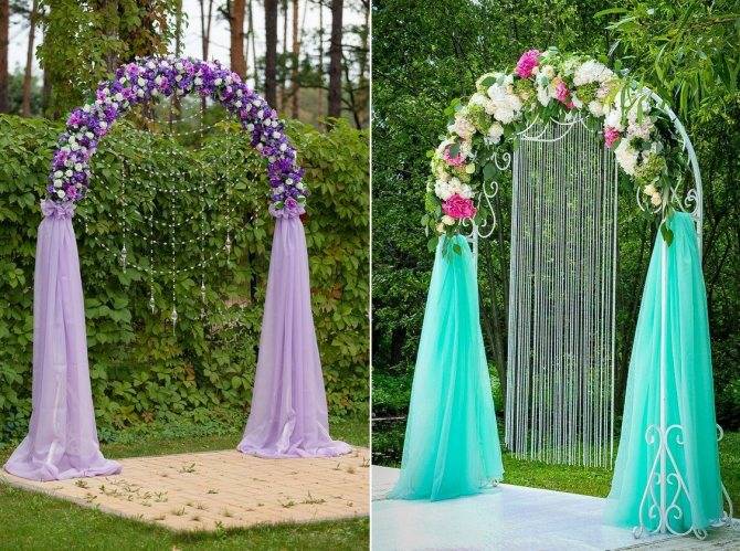 Свадебная арка для выездной регистрации: как своими руками украсить круглый и квадратный каркас цветочной тканью