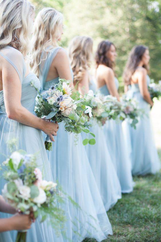 Свадебные букеты голубого цвета