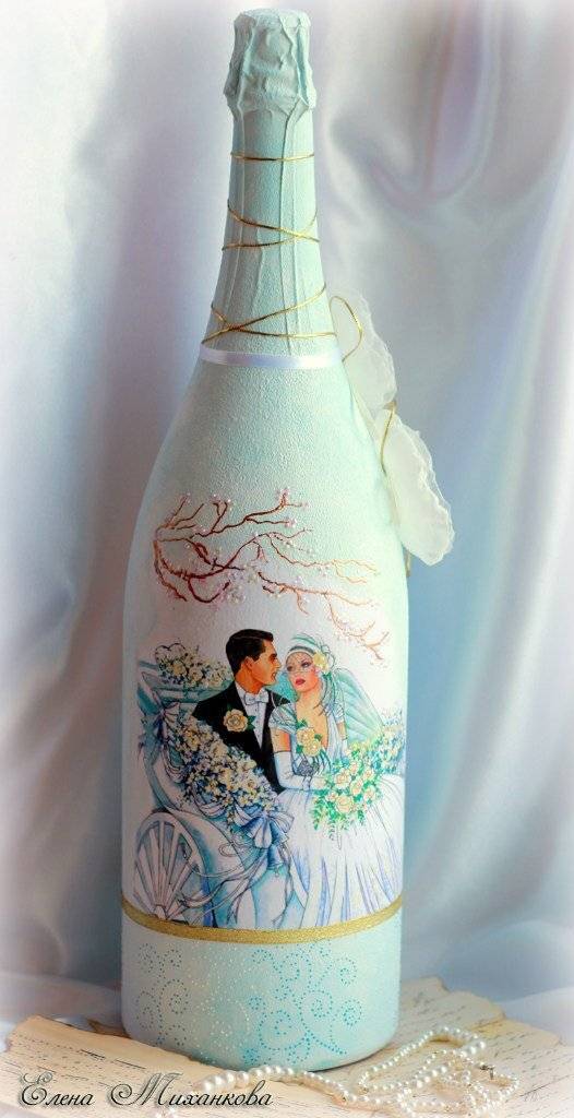 Техники украшения свадебных бутылок своими руками, интересные идеи для новичков