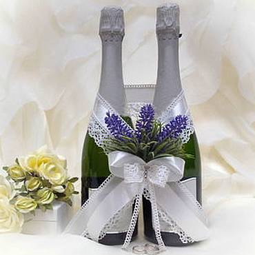 Декупаж свадебных бутылок шампанского: мастер класс с фото сделай своими руками