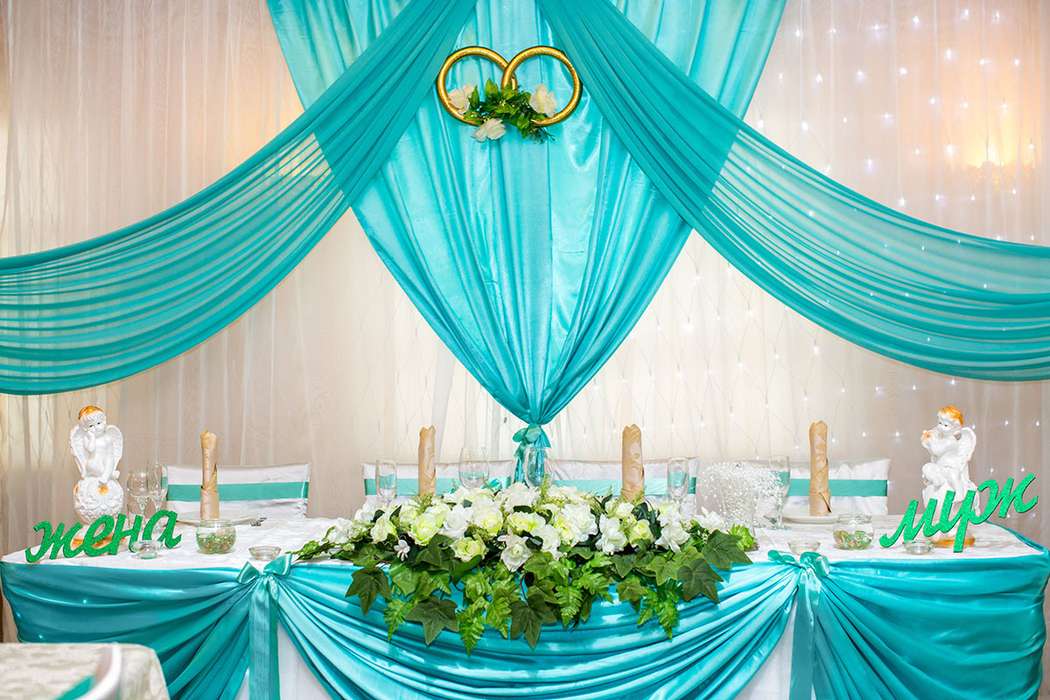 Небесная свежесть в украшении – оформление зала в голубом цвете на свадьбу