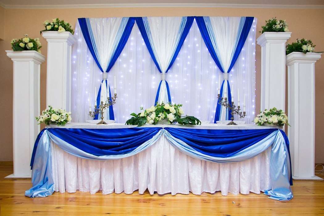Оформление свадебного стола в синем цвете. оформление синей свадьбы: всё что нужно знать и примеры оформления. как оформить зал на свадьбу своими руками: фото лучших свадебных залов
