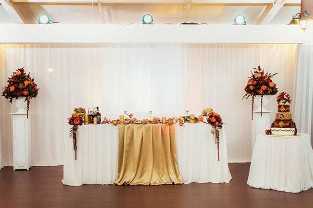 Синее оформление свадьбы своими руками — украшение зала и стола