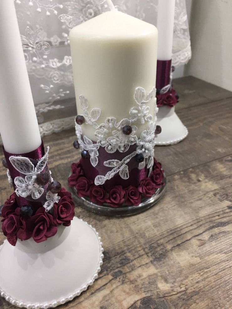 Как украсить свечи на свадьбу своими руками