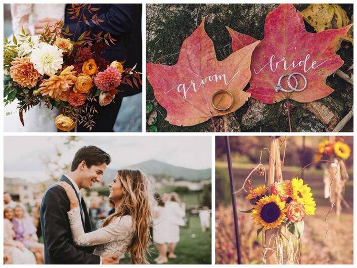 Свадьба осенью – цветовая гамма, идеи по декору и флористике