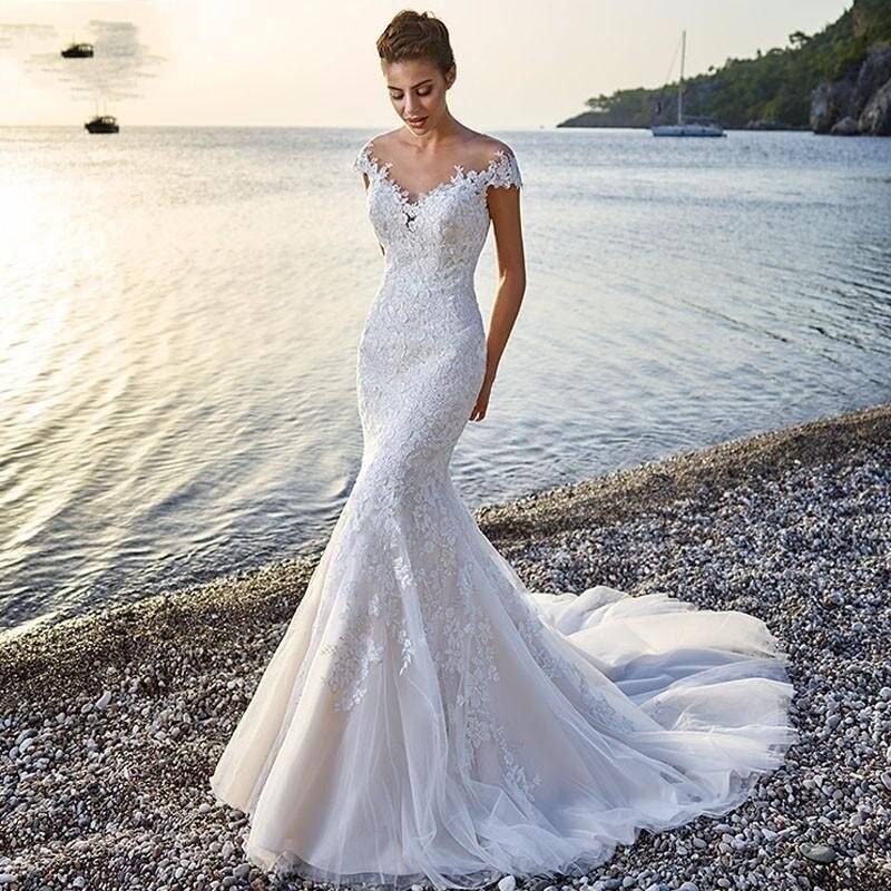 Свадебные платья в стиле «рыбка: особенности, кому подойдет, самые красивые модели с фото – со шлейфом, кружевные, с длинными рукавами