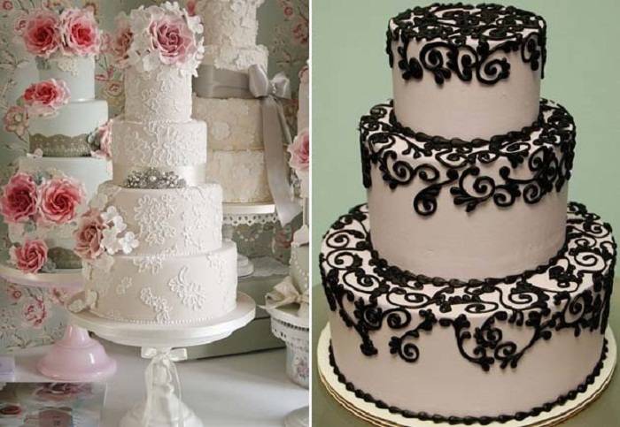 Кружевной свадебный торт