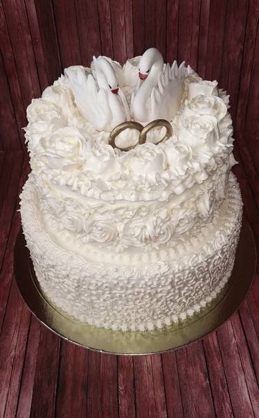 Свадебный торт: двухъярусный в вариантах [2019] года ? без мастики из крема – фото