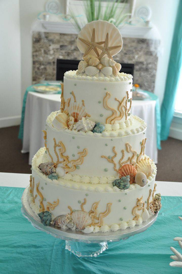 Свадебный торт в морском стиле - идеи оформления с фото