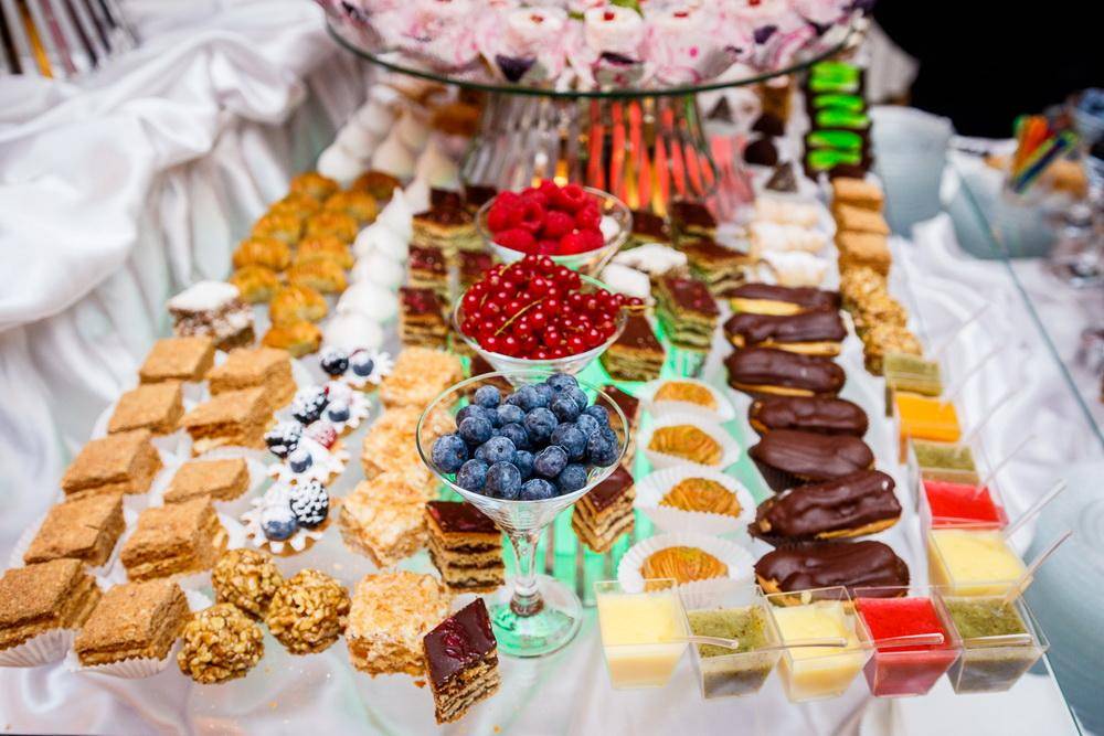 Виды столов на свадьбе: чайный, сырный, фруктовый, шведский