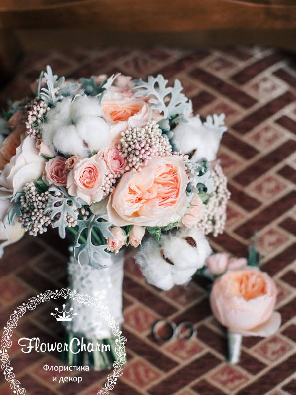 Персиковый букет невесты -фото обзор и мастер-класс